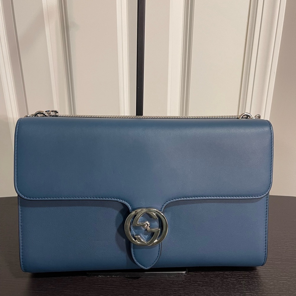 Gucci Dusty Avio Shoulder Bag with Chain
